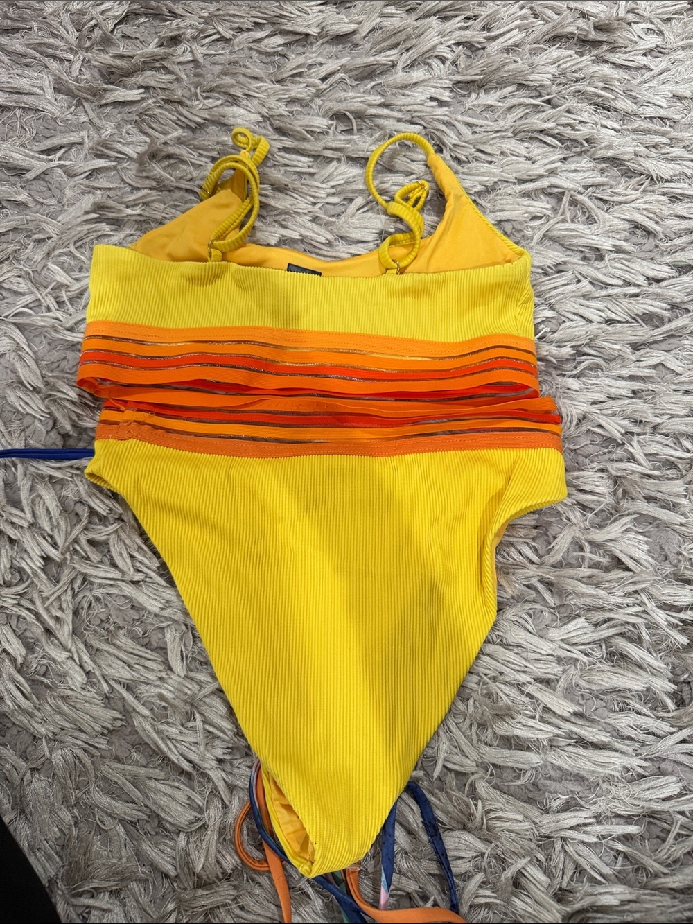 Beach Riot Yellow and Orange Ribbed Two-Piece Bikini - Picture 3 of 3